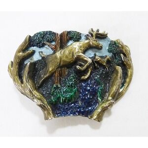 Vintage brass belt buckle the great american buckle deer hunting
